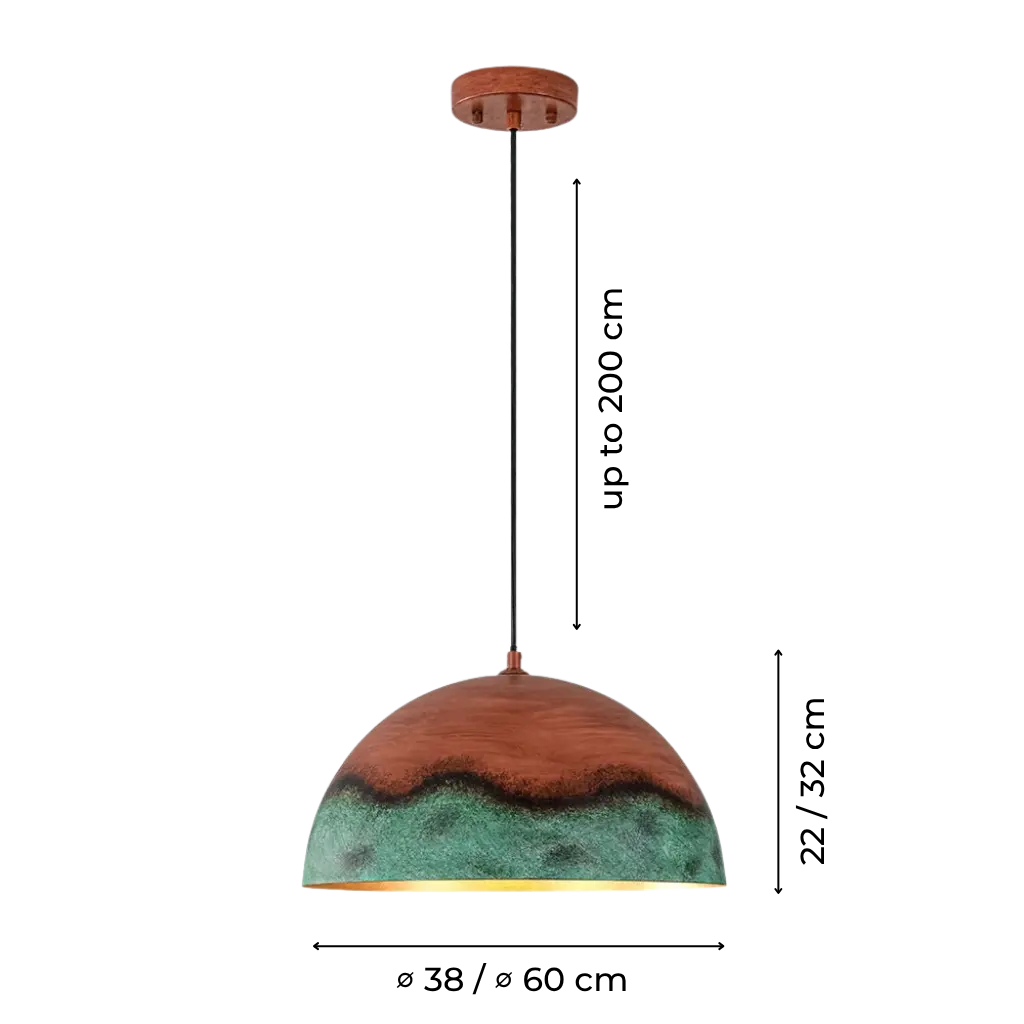 Rustic Dome Pendant Light with Copper Patina Finish