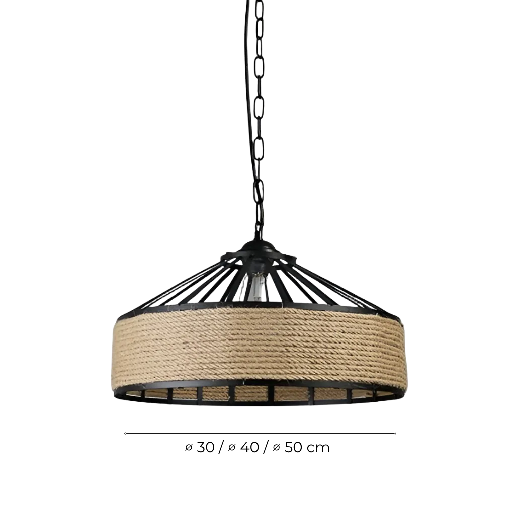 Avaria Rustic Hemp Rope Iron Pendant Light