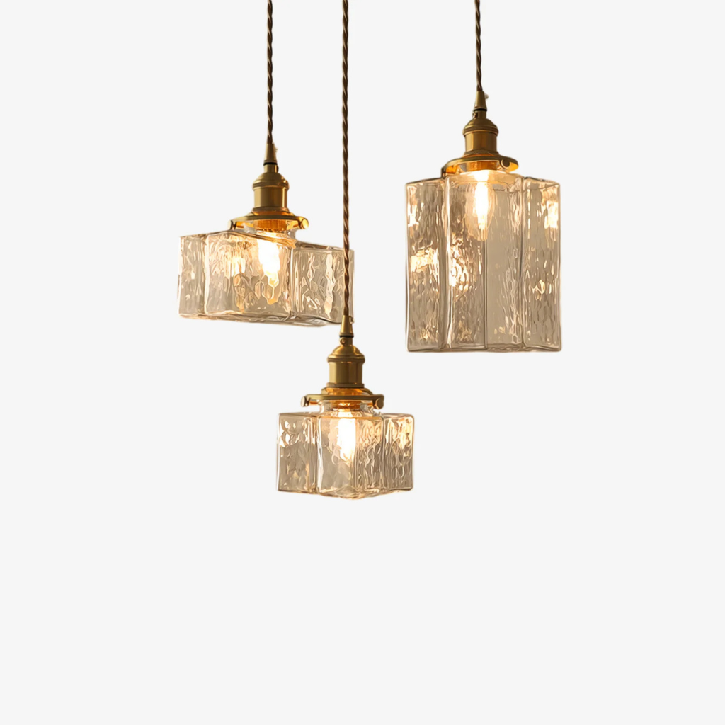 Savoy Vintage Textured Glass & Brass Pendant Light