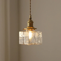 Savoy Vintage Textured Glass & Brass Pendant Light