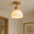 Thea Scandinavian Wood Accent Ribbed Bell Ceiling Light