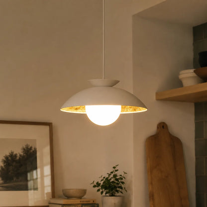Scandinavian Globe Dome Pendant Light with Gold Leaf Interior