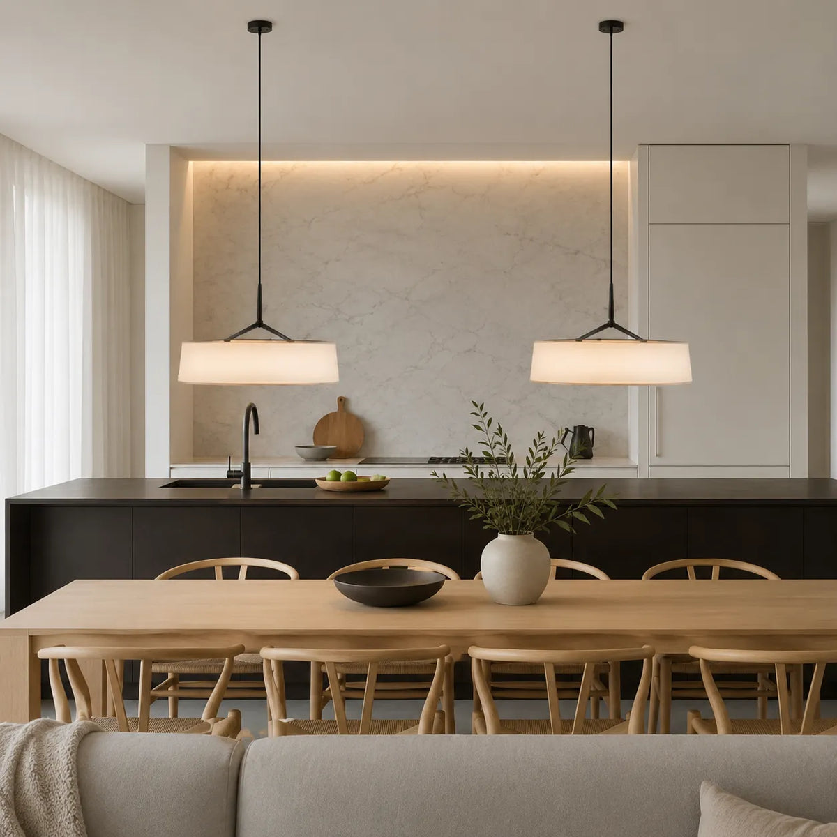 Talia Scandinavian Fabric Drum LED Pendant Light