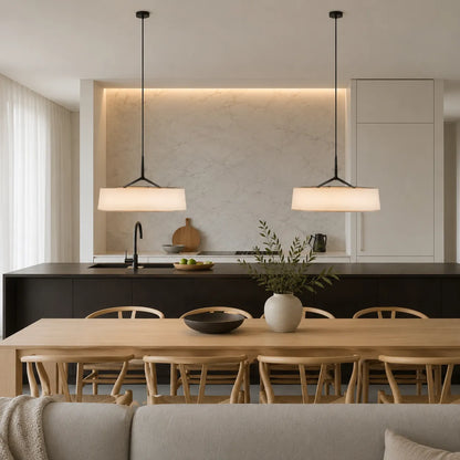 Scandinavian Linen Drum Pendant Light