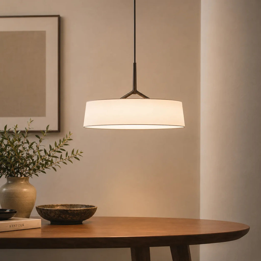Talia Scandinavian Fabric Drum LED Pendant Light