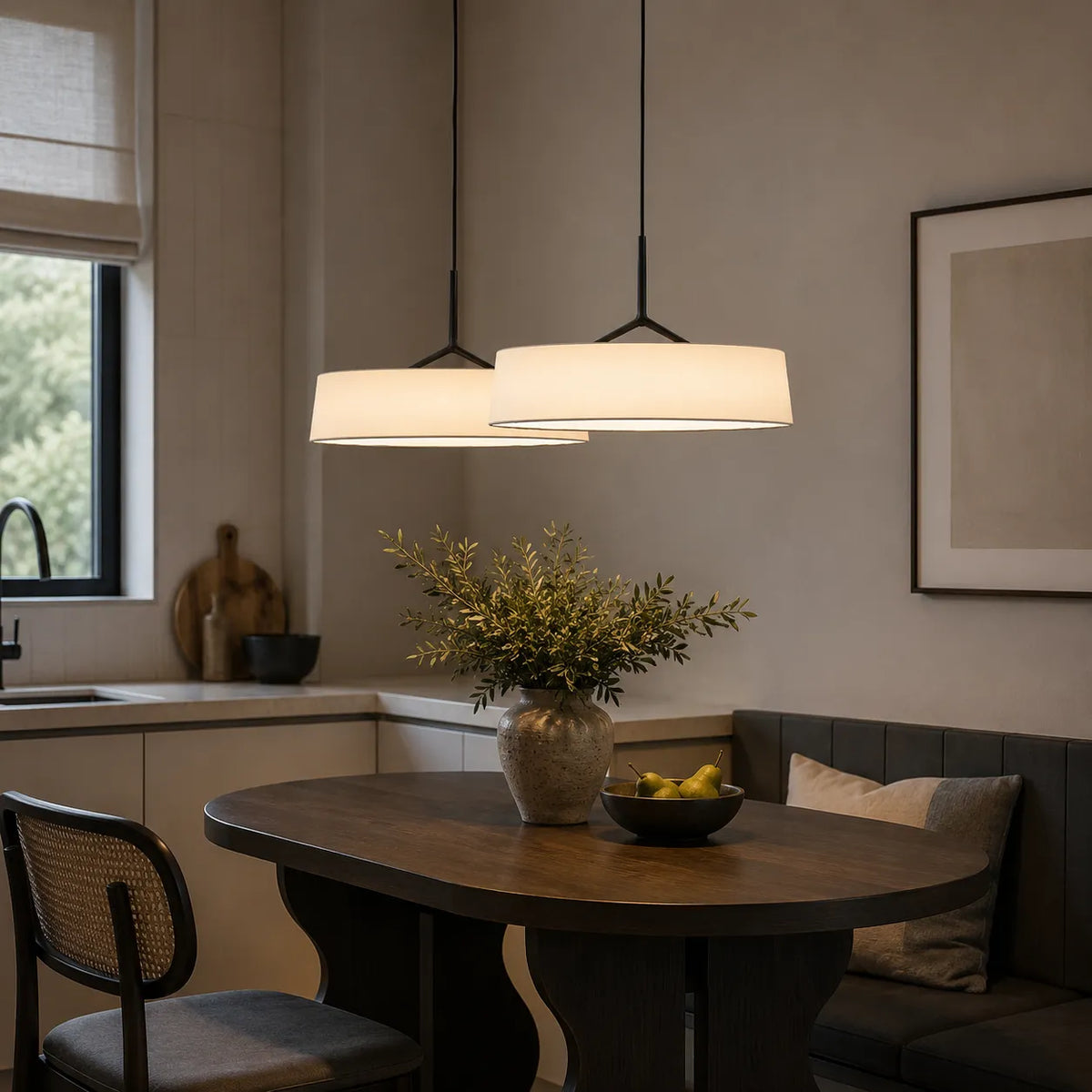 Talia Scandinavian Fabric Drum LED Pendant Light