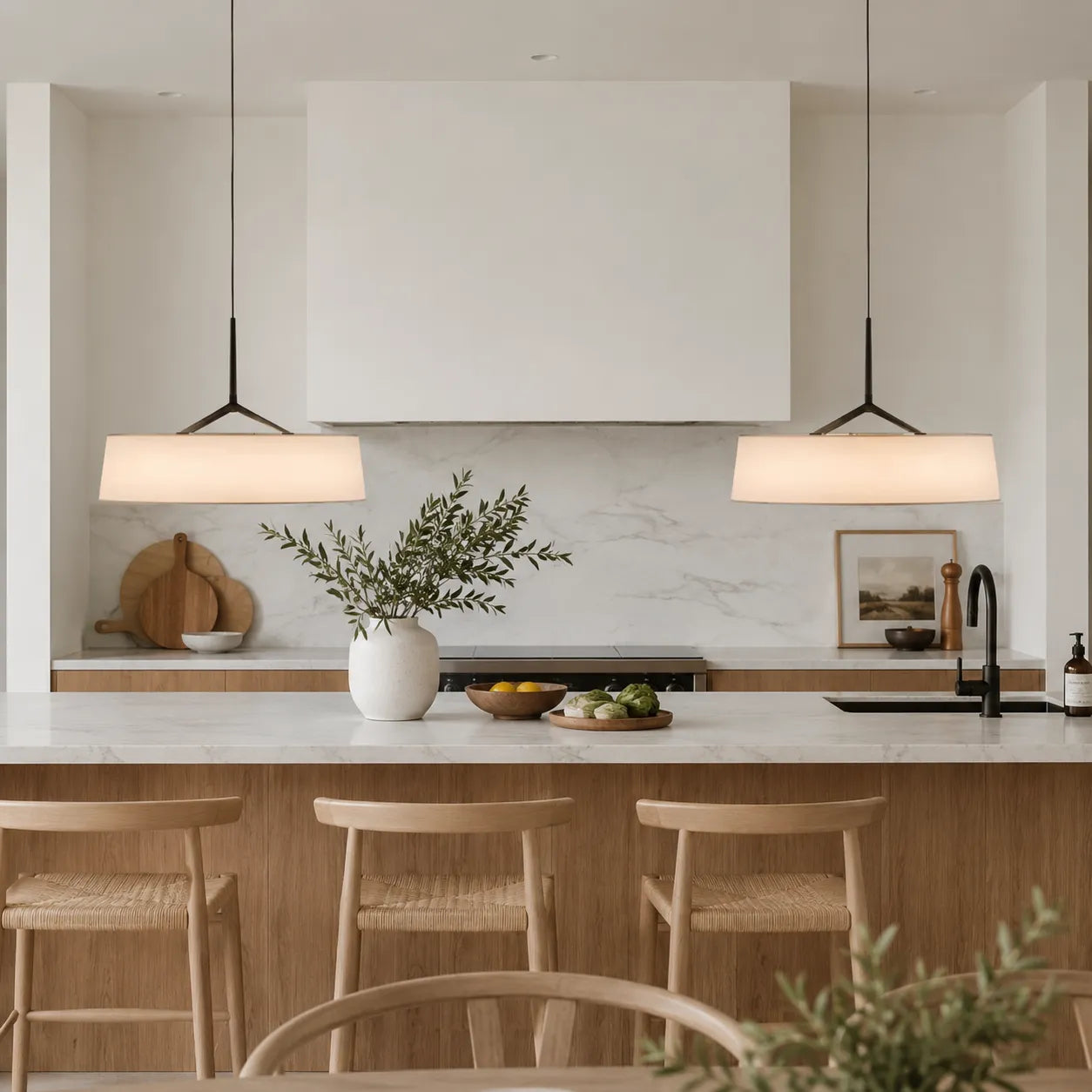 Scandinavian Linen Drum Pendant Light