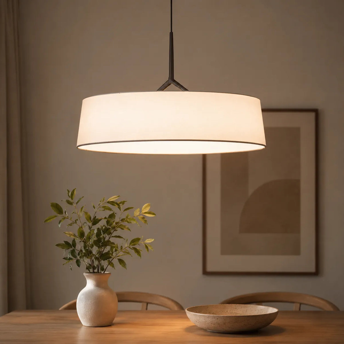 Talia Scandinavian Fabric Drum LED Pendant Light