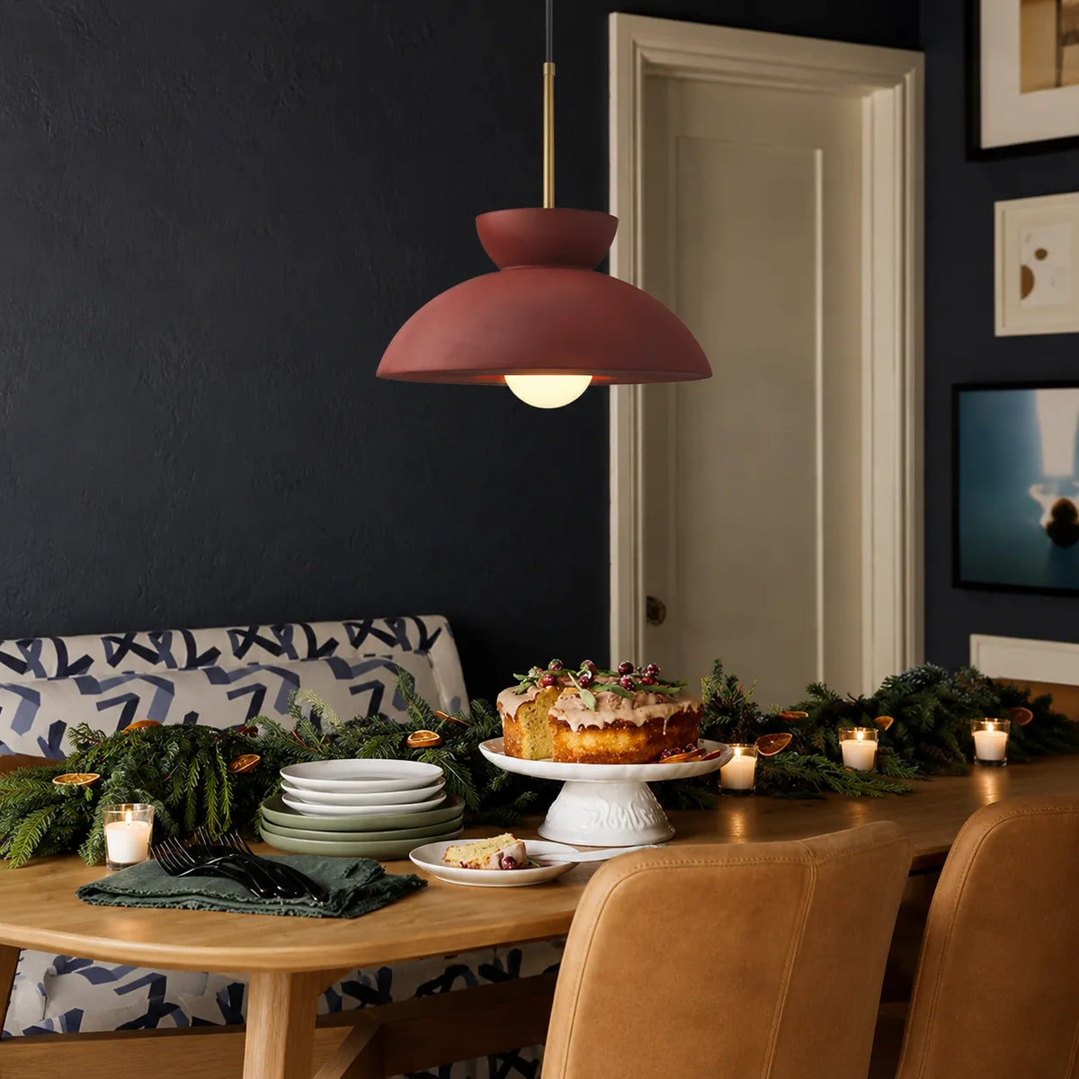Fenna Nordic Matte Resin Dome Pendant Light