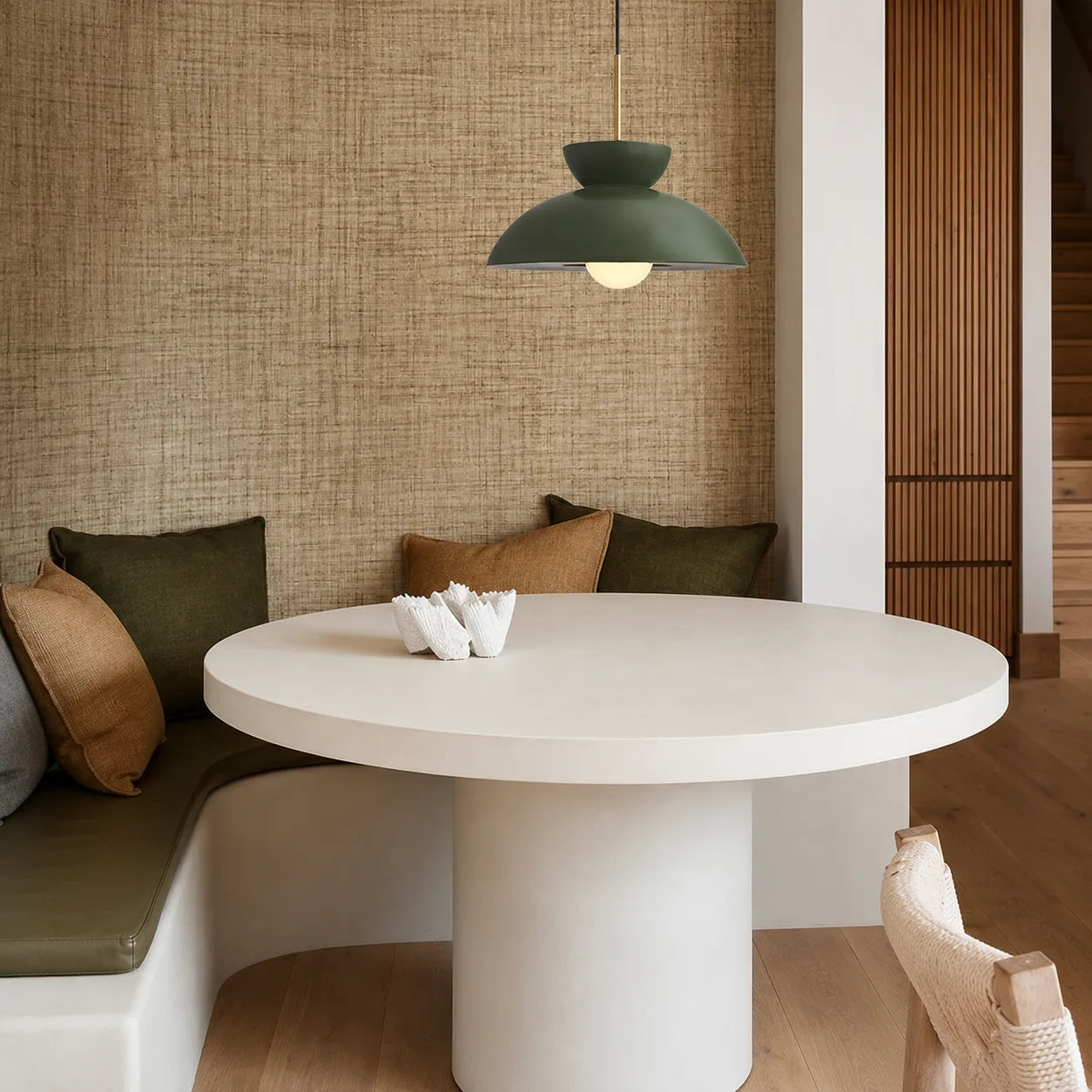 Scandinavian Resin Dome Pendant Light with Globe Accent