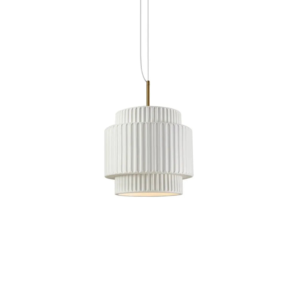 Ansel Scandinavian Tiered Ribbed Resin Pendant Light