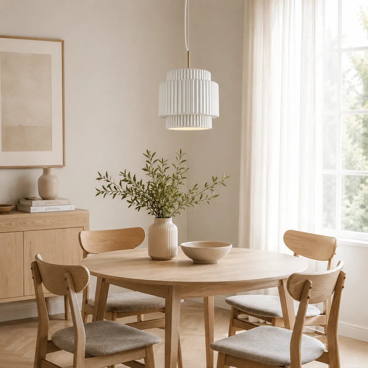 Ansel Scandinavian Tiered Ribbed Resin Pendant Light