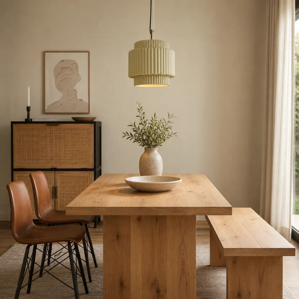 Ansel Scandinavian Tiered Ribbed Resin Pendant Light
