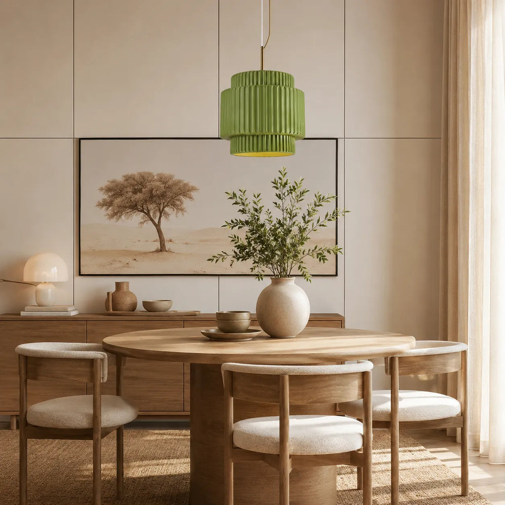 Ansel Scandinavian Tiered Ribbed Resin Pendant Light