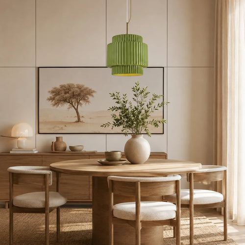 Ansel Scandinavian Tiered Ribbed Resin Pendant Light