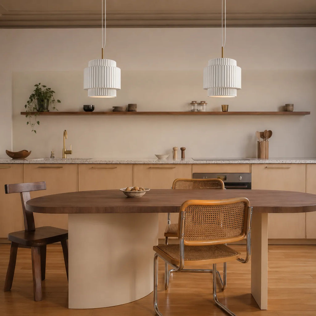 Ansel Scandinavian Tiered Ribbed Resin Pendant Light