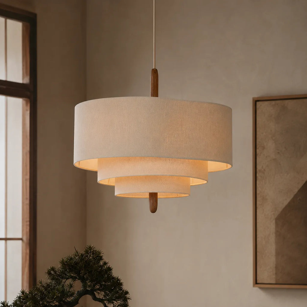 Pia Scandinavian Tiered Fabric Pendant Light