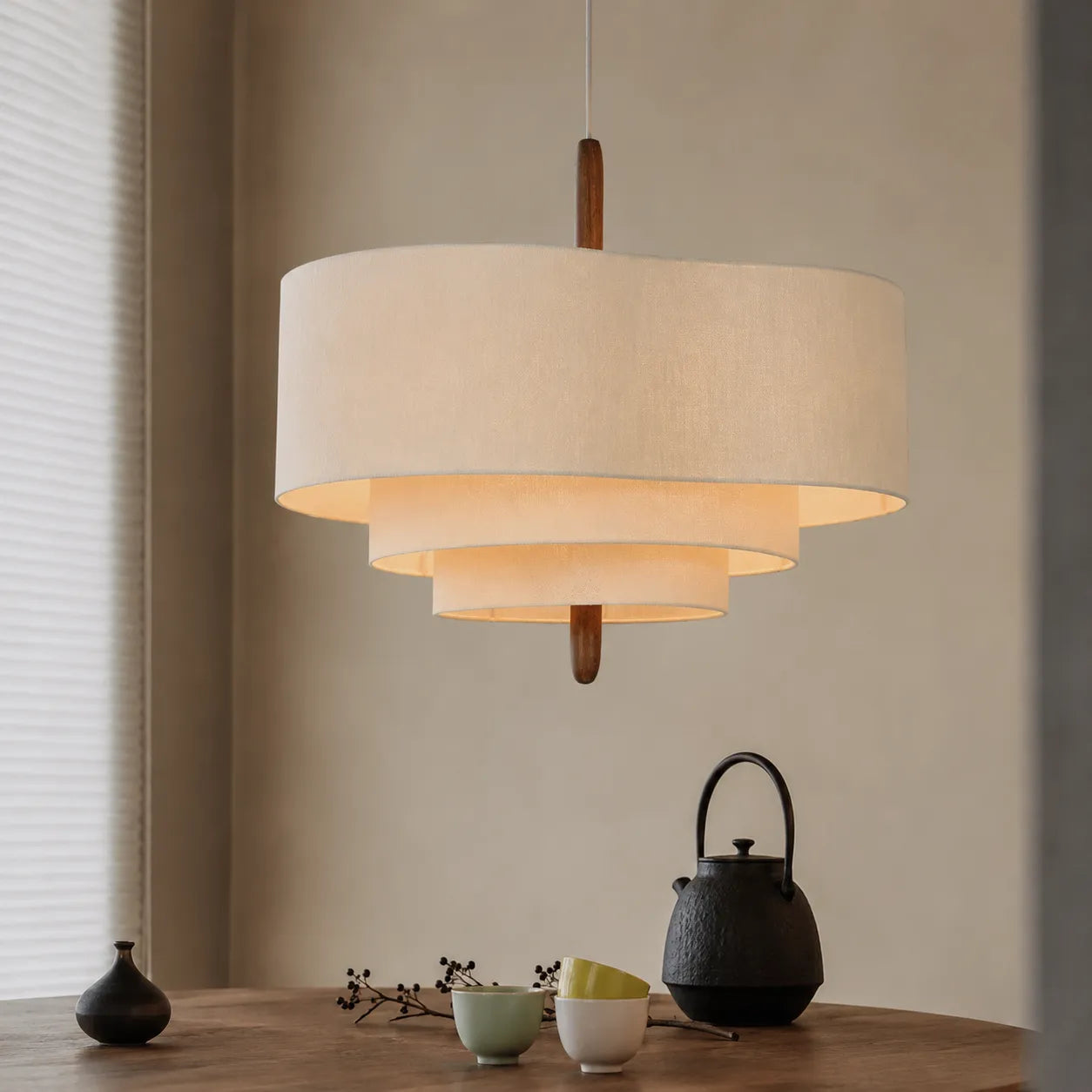 Scandinavian Tiered Linen Pendant Light