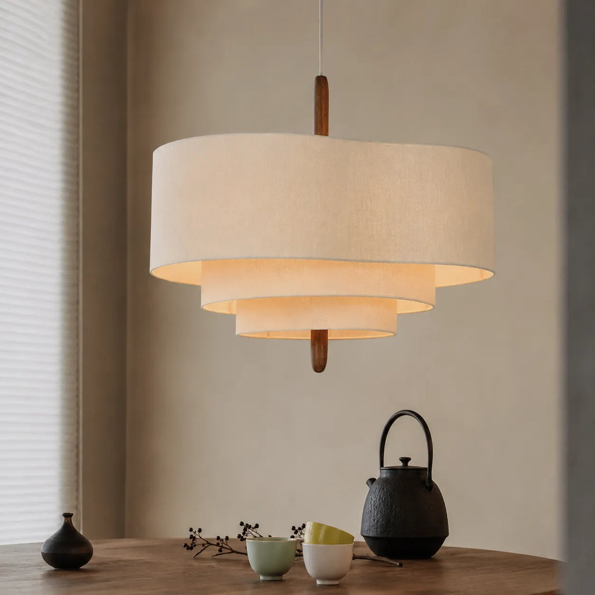 Pia Scandinavian Tiered Fabric Pendant Light