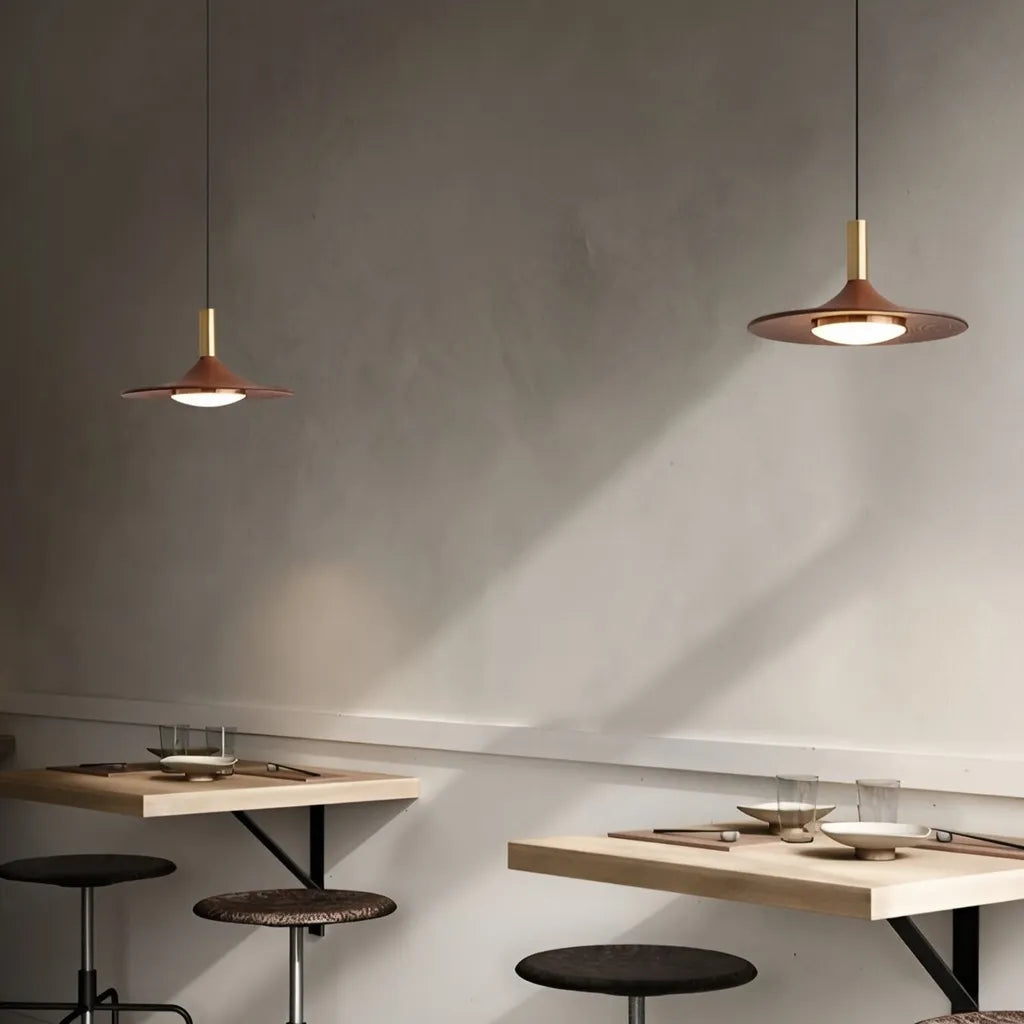 Hollis Scandinavian Walnut-Finish Iron LED Pendant Light