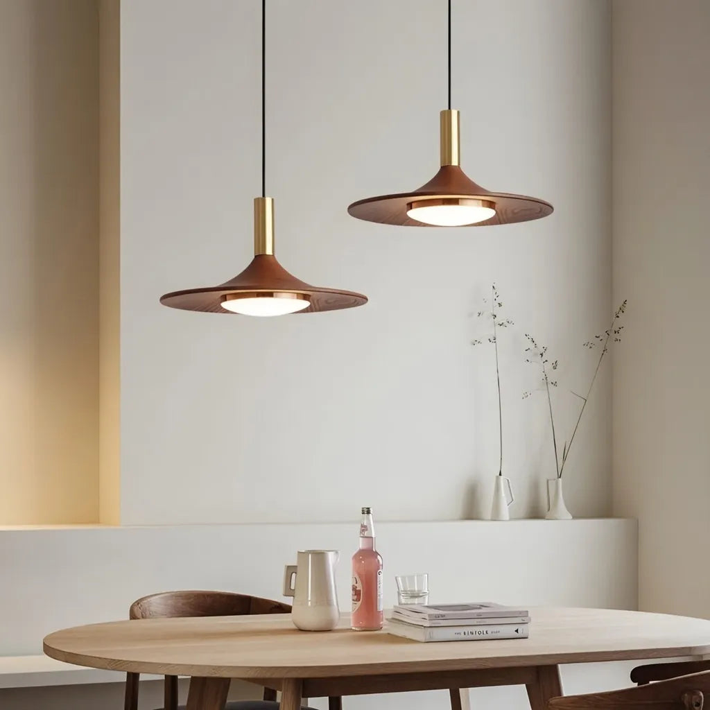 Hollis Scandinavian Walnut-Finish Iron LED Pendant Light
