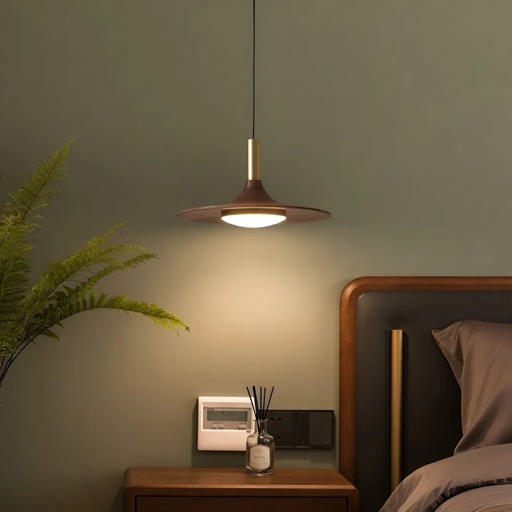 Hollis Scandinavian Walnut-Finish Iron LED Pendant Light