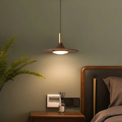 Scandinavian Walnut Finish Pendant Light
