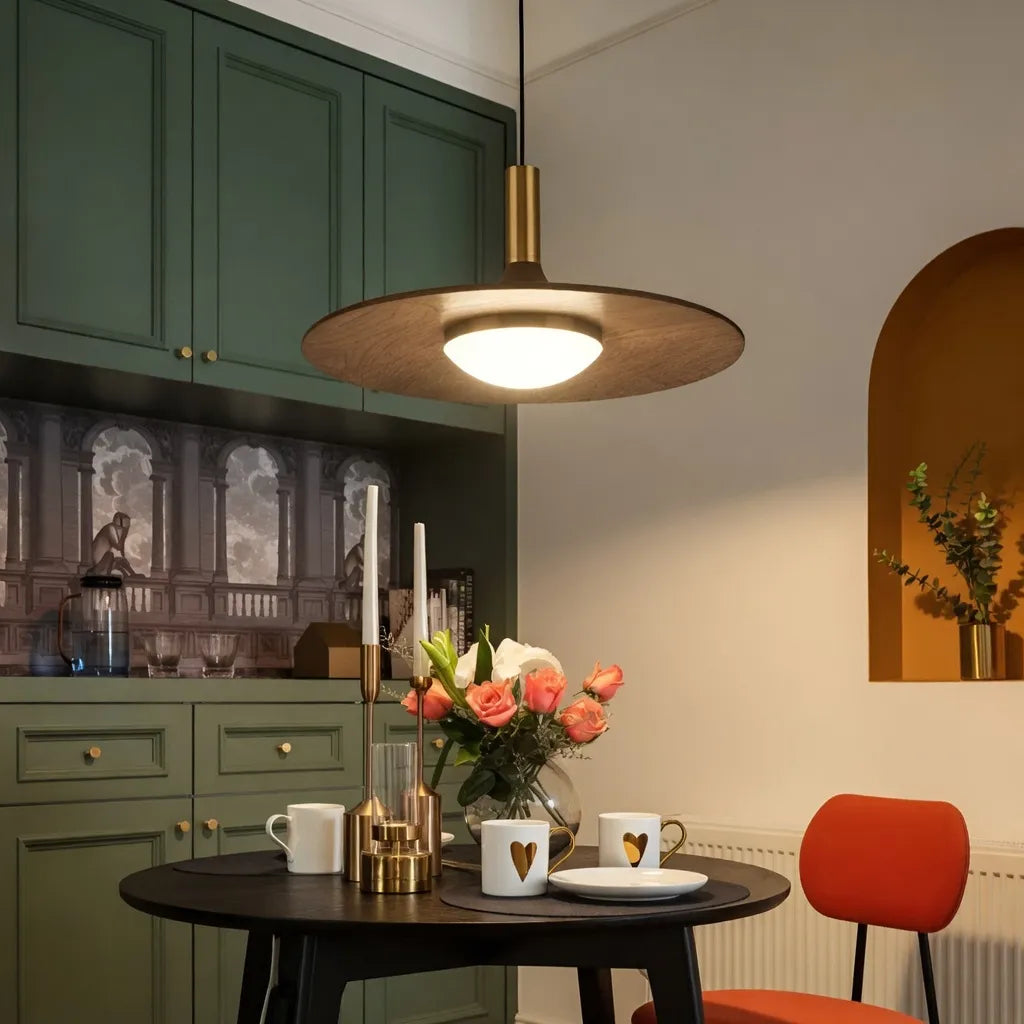 Hollis Scandinavian Walnut-Finish Iron LED Pendant Light