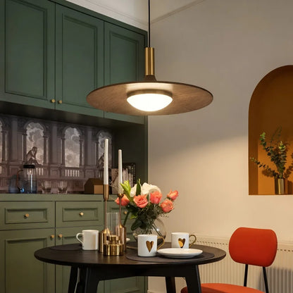 Scandinavian Walnut Finish Pendant Light