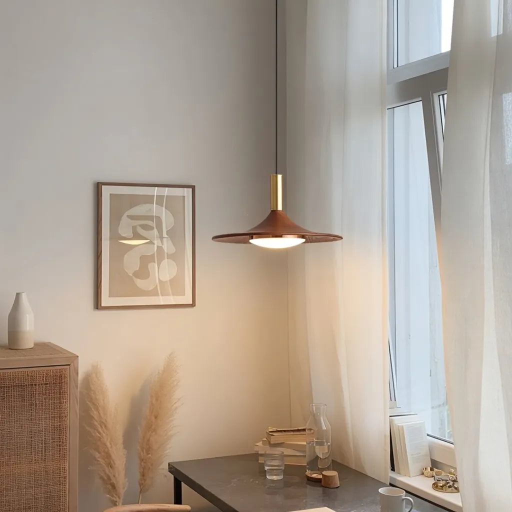 Hollis Scandinavian Walnut-Finish Iron LED Pendant Light