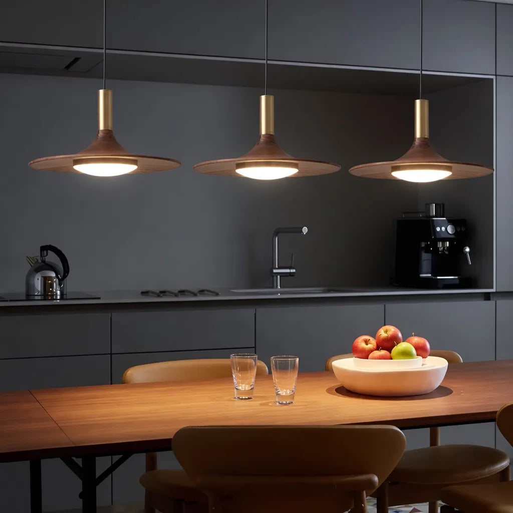 Hollis Scandinavian Walnut-Finish Iron LED Pendant Light