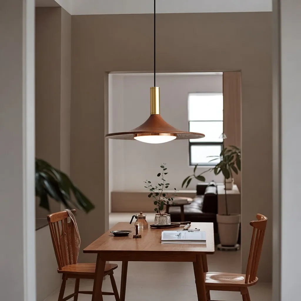 Hollis Scandinavian Walnut-Finish Iron LED Pendant Light