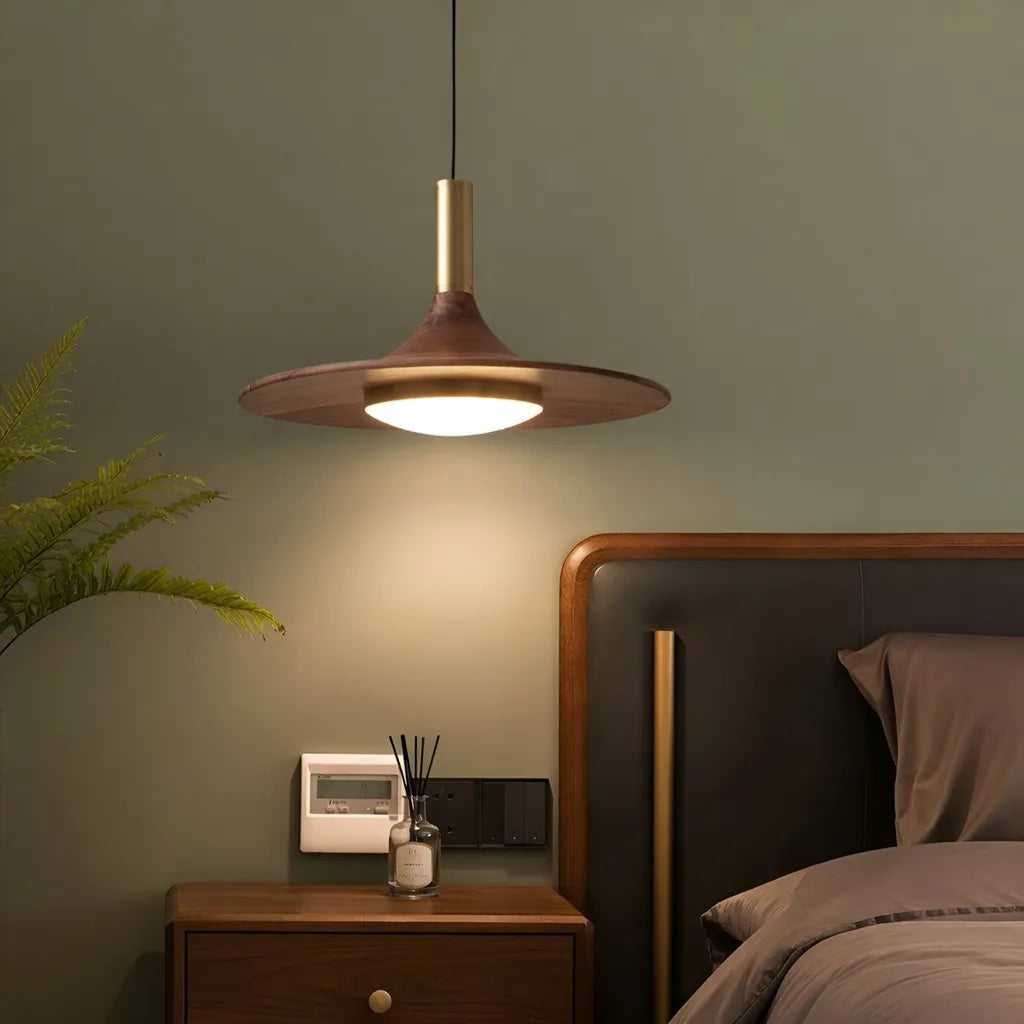 Hollis Scandinavian Walnut-Finish Iron LED Pendant Light