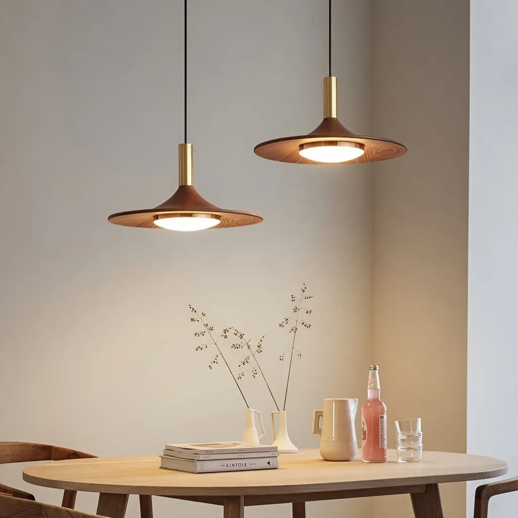 Hollis Scandinavian Walnut-Finish Iron LED Pendant Light