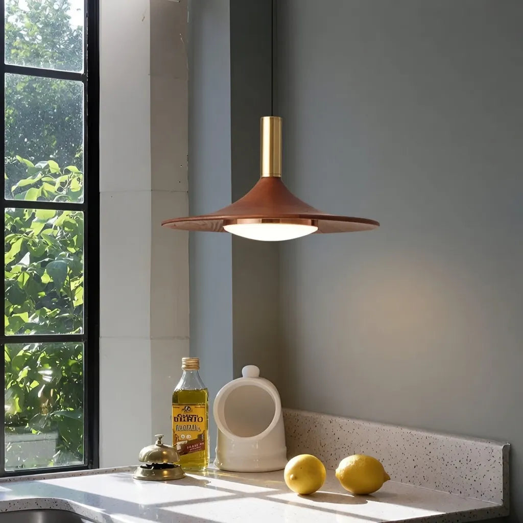 Hollis Scandinavian Walnut-Finish Iron LED Pendant Light