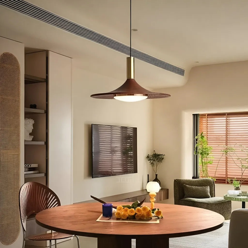 Hollis Scandinavian Walnut-Finish Iron LED Pendant Light