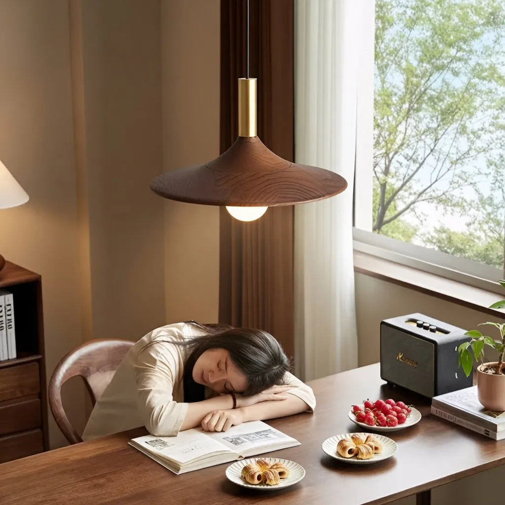 Hollis Scandinavian Walnut-Finish Iron LED Pendant Light