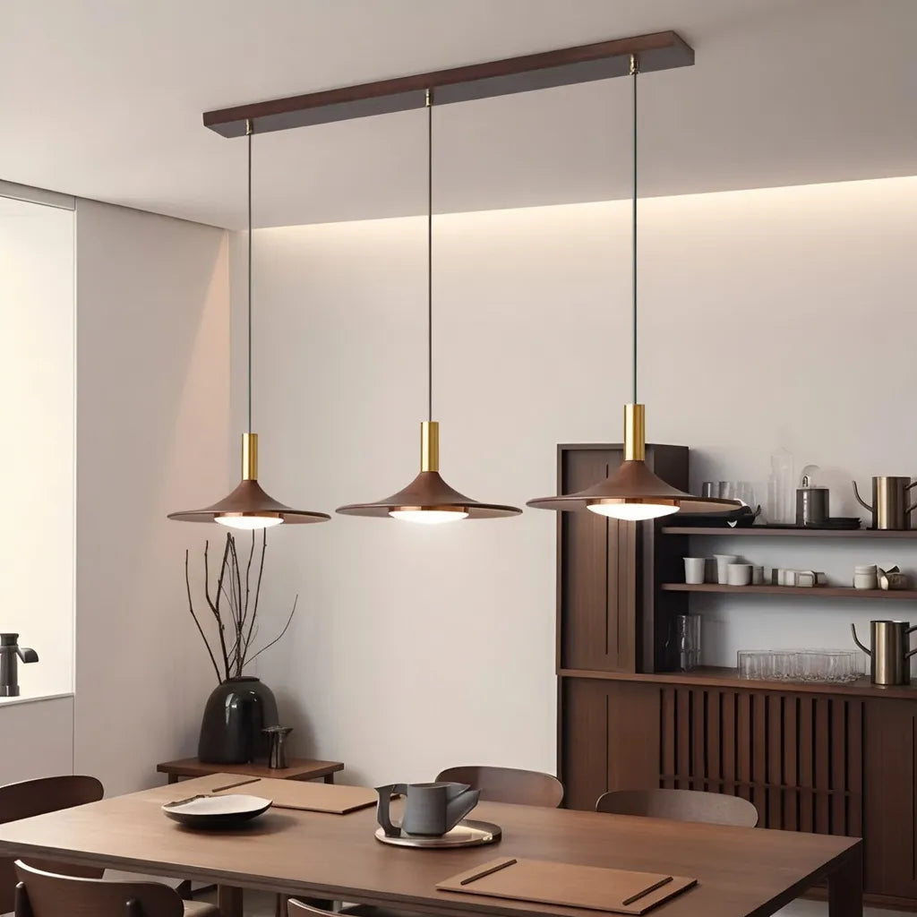 Hollis Scandinavian Walnut-Finish Iron LED Pendant Light