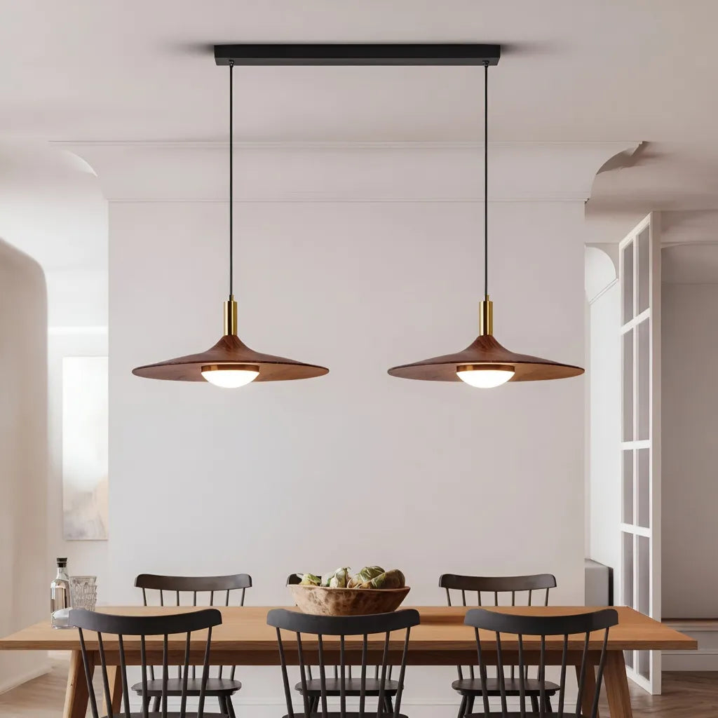 Hollis Scandinavian Walnut-Finish Iron LED Pendant Light