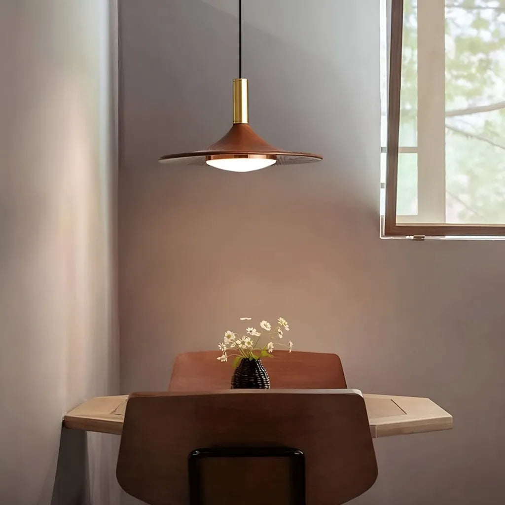 Hollis Scandinavian Walnut-Finish Iron LED Pendant Light