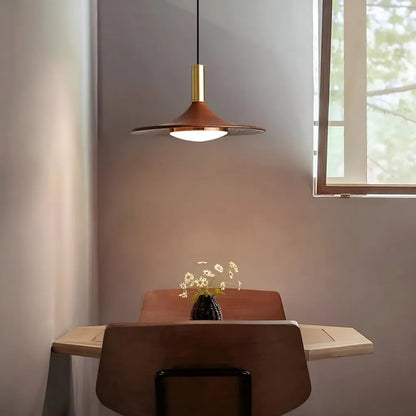 Scandinavian Walnut Finish Pendant Light