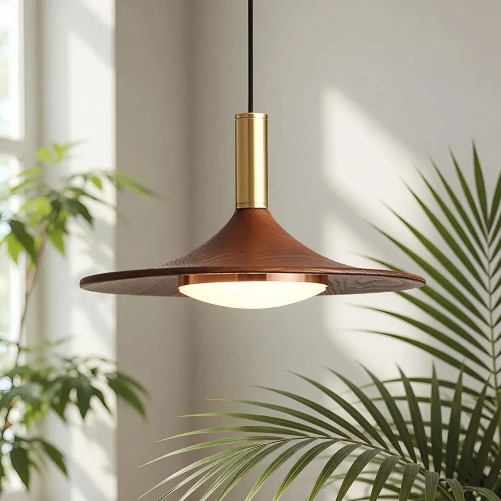 Hollis Scandinavian Walnut-Finish Iron LED Pendant Light