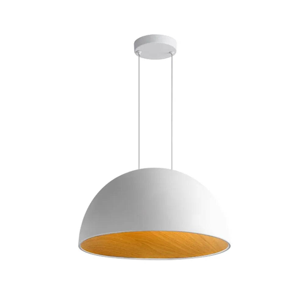 Leander Scandinavian Wood-Lined LED Dome Pendant Light