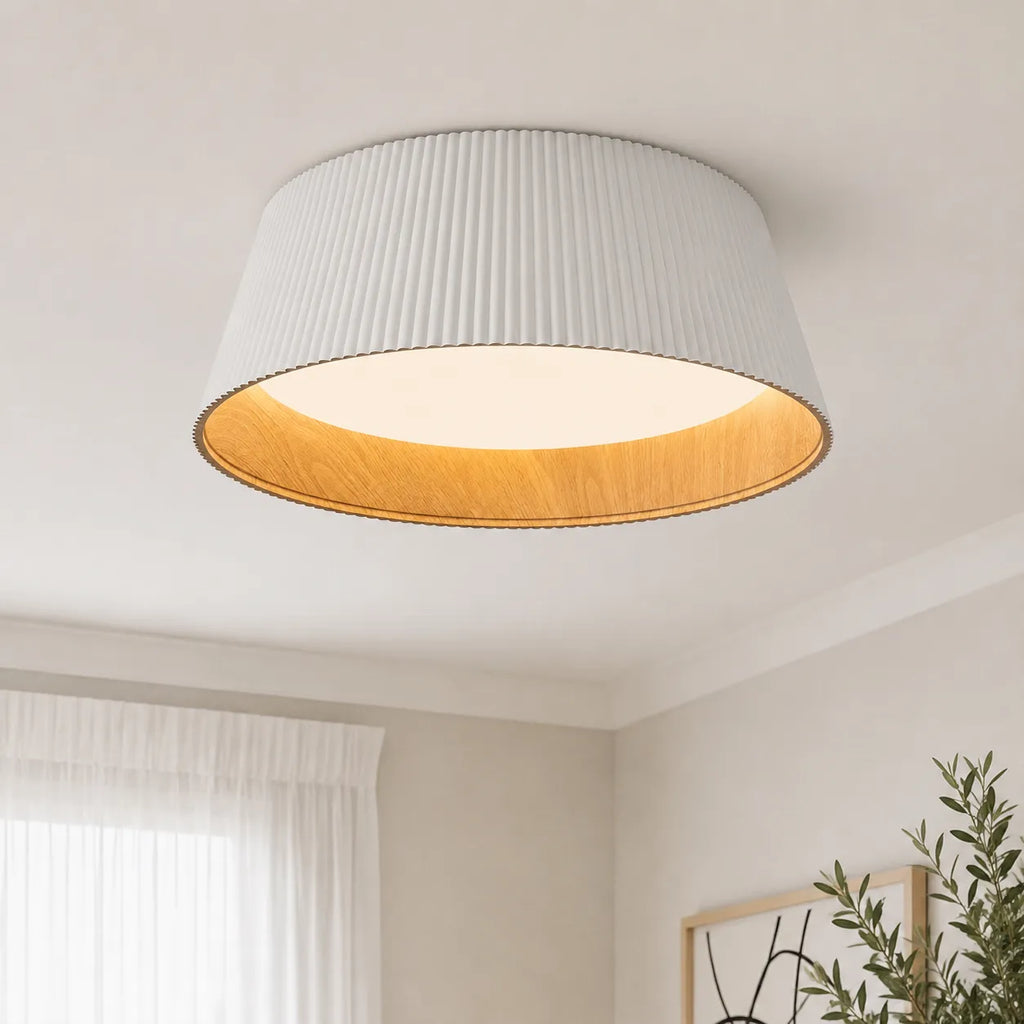 Siro Scandinavian Wood Accent LED Flush Mount Ceiling Light
