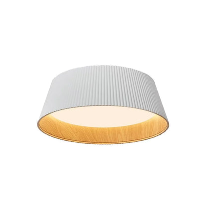 Scandinavian Wood-Lined LED Flush Mount Ceiling Light