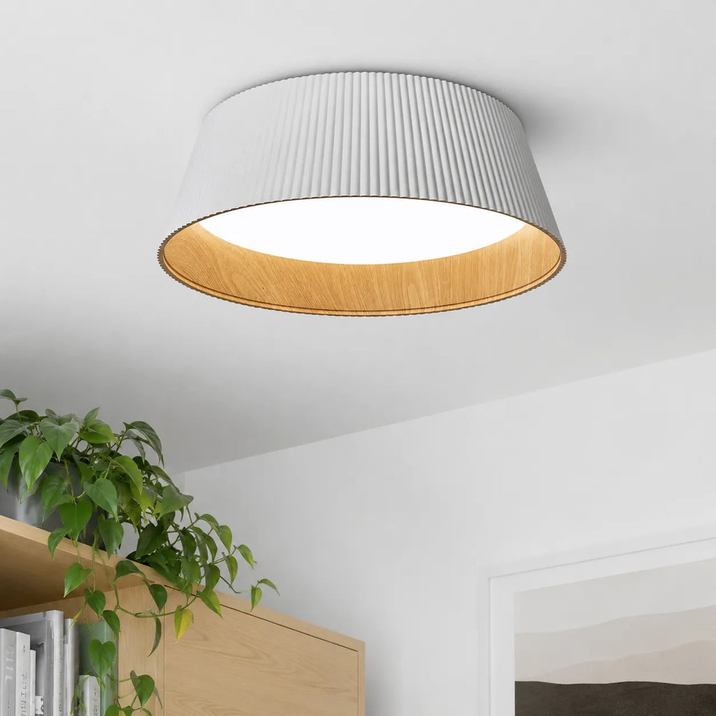 Siro Scandinavian Wood Accent LED Flush Mount Ceiling Light