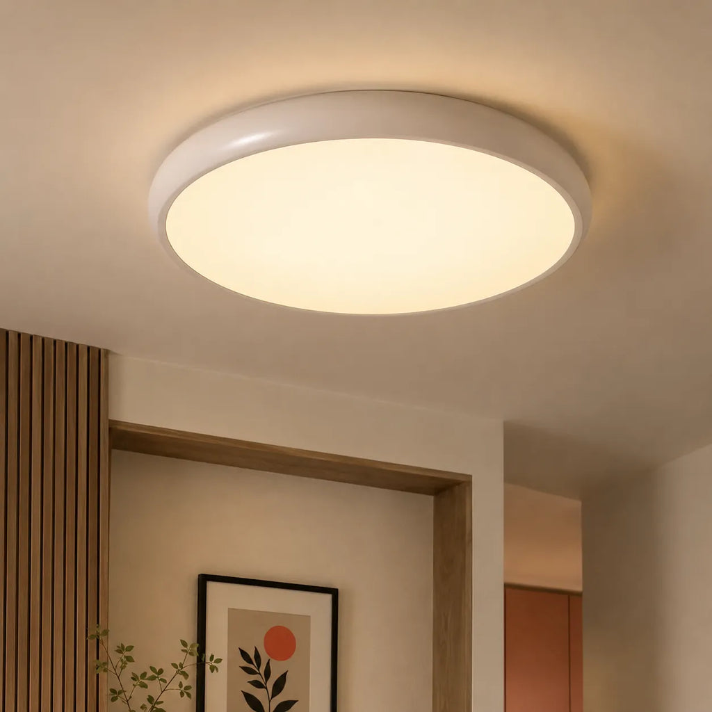 Dovie Scandinavian Wood-Grain Round LED Ceiling Light