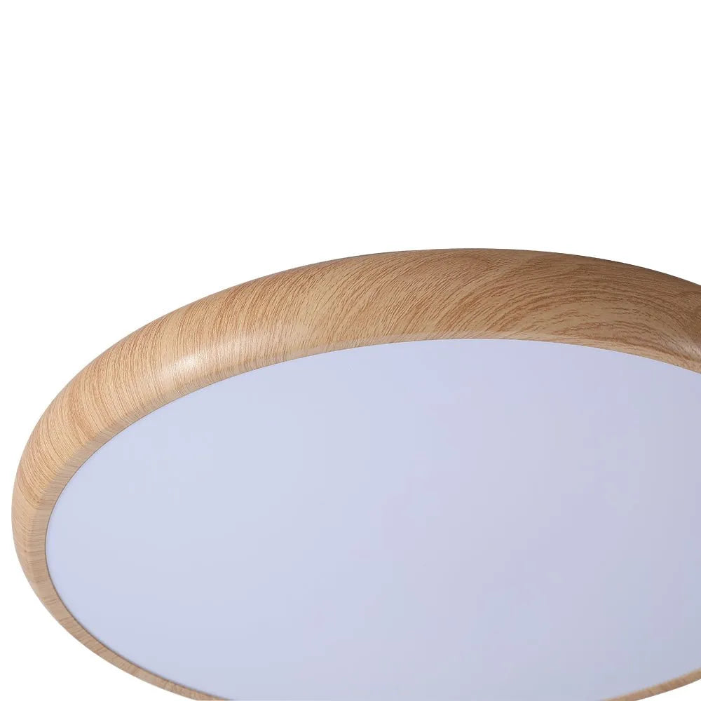 Dovie Scandinavian Wood-Grain Round LED Ceiling Light