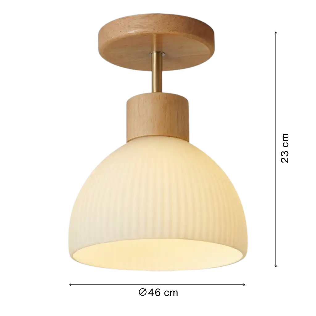 Scandinavian Ceiling Light with Ribbed Glass Shade