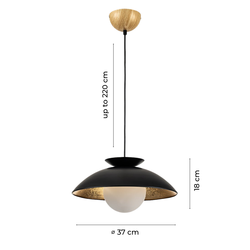Scandinavian Globe Dome Pendant Light with Gold Leaf Interior